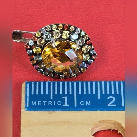 925 Sterling Silver Earrings with Natural Citrine & Sapphire Gemstone - Picture 6 of 8